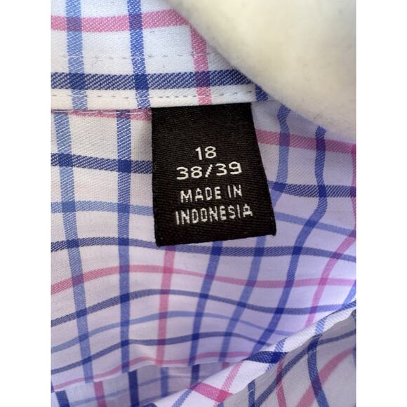 Lauren RL Shirt Men’s 18 38/39 Tall Blue Checked Logo Preppy Academic - Picture 4 of 12